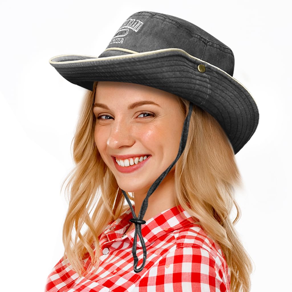 PALAY Cowboys Bucket Hat for Women and Girls Stylish Breathable Wide Brim Sun Hats for Women Letter Embroidery Beach Hat for Women Summer for Outdoor, Travel, Camping, Picnic Black PALAY Cowboys Bucket Hat for Women and Girls Stylish Breathable Wide Brim Sun Hats for Women Letter Embroidery Beach Hat for Women Summer for Outdoor, Travel, Camping, Picnic Black